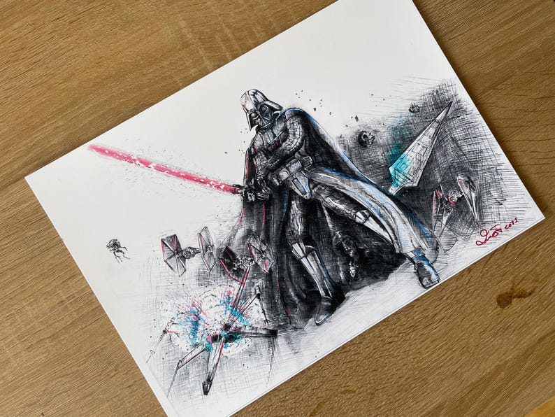 Darth Vader Inkjet Print, Star Wars Art, Signed A4/A3 image 7