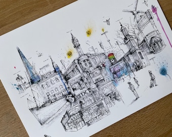 Brixton Print A4 30x21cm (8.27 × 11.69 inches), London Wall Art, brixton Print, Prints, London, architecture,  city art