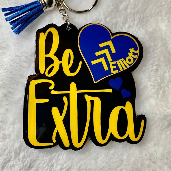 Porte-clés de sensibilisation au syndrome de Down - Be Extra Keychain-Down Syndrome Porte-clés en acrylique-Glitter Acrylic Key Ring- Sensibilisation personnalisée au syndrome de Down