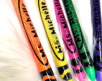 Pluma personalizada Glitter-Pluma personalizable-Pluma inspirada en el maestro-Regalos del personal de la escuela-Bolígrafos recargables-Pluma personalizada para el maestro-Pluma Inkjoy