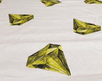 Fabric yellow green diamonds Cotton Fabric Scandinavian Design Scandinavian Textile Decorative fabric