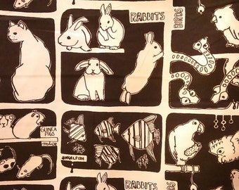 Fabric white black animals cartoon comics fabric Modern Design Cotton Fabric House textilies Fabric Scandinavian Design Scandinavian Textile