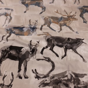 Scandinavian fabric Deer fabric cotton fabric light weight Premium quality Modern fabric