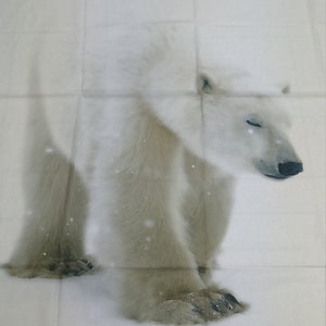 Fabric white large polar bear EXTRA LARGE piece 59&quot;x80&quot; 149x204cm Modern Cotton Fabric Scandinavian Design Scandinavian Textile