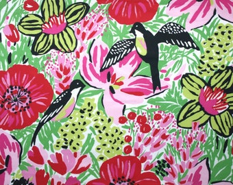 Cotton Canvas Fabric white green red pink black Leaves Birds Modern Scandinavian Design Kids Fabric Scandinavian Design Scandinavian Textile