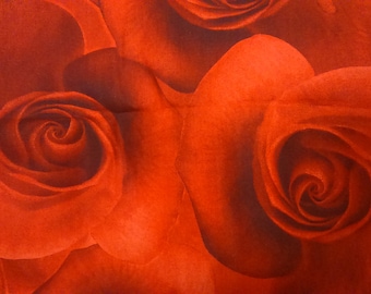 Tela rosas rojas grandes Tela floral Diseño moderno Tela de algodón Textiles para el hogar Tela Diseño escandinavo Textil escandinavo