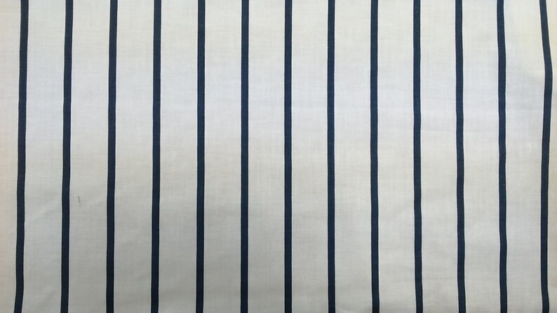 Fabric White Navy Blue Stripes Cotton Fabric House Textilies - Etsy