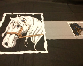 Fabric black white Horses Scandinavian Design Cotton Fabric House textilies Fabric Scandinavian Design Scandinavian Textile