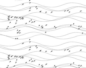 Fabric white black Birds Modern Scandinavian Design Cotton Fabric Kids Fabric Scandinavian Design Scandinavian Textile