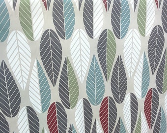 Cotton Canvas Fabric beige teal white green red grey Leaves Modern Scandinavian Design Kids Fabric Scandinavian Design Scandinavian Textile