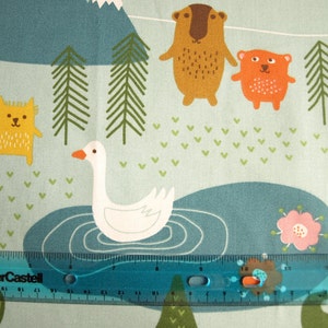 Fabric pale blue forest and Animals fabric Cotton Fabric Kids Fabric Scandinavian Design Scandinavian Textile image 3
