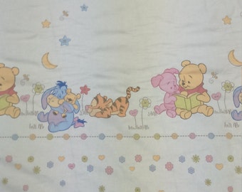 Fabric pale yellow bear tiger Piglet Iah Vinnie the pooh Cotton Fabric Kids Fabric Nursery room Decor Children Design Scandinavian Textile