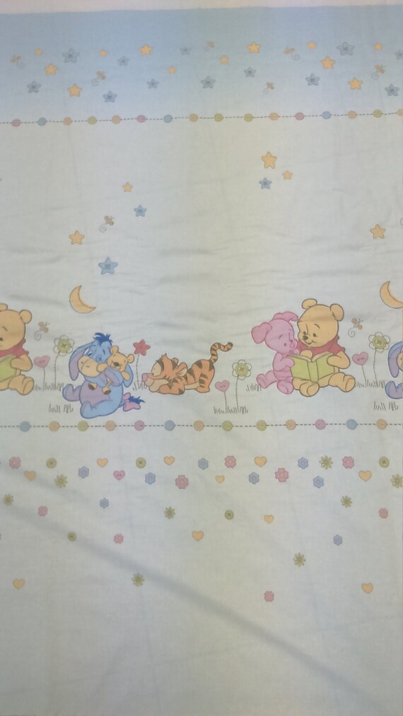 Fabric pale yellow bear tiger Piglet Iah Vinnie the pooh Cotton Fabric Kids Fabric Nursery room Decor Children Design Scandinavian Textile