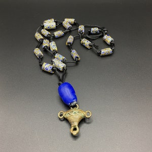 Necklace With Antique Blue and Yellow African Trade Beads and - Etsy