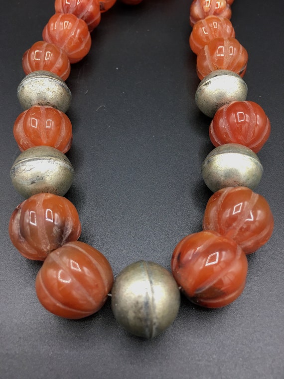 Vintage Afghan tribal carnelian and silver neckla… - image 2