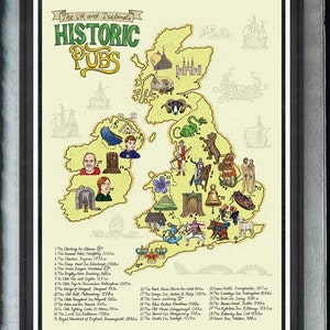 Carte des pubs historiques du Royaume-Uni et de l'Irlande