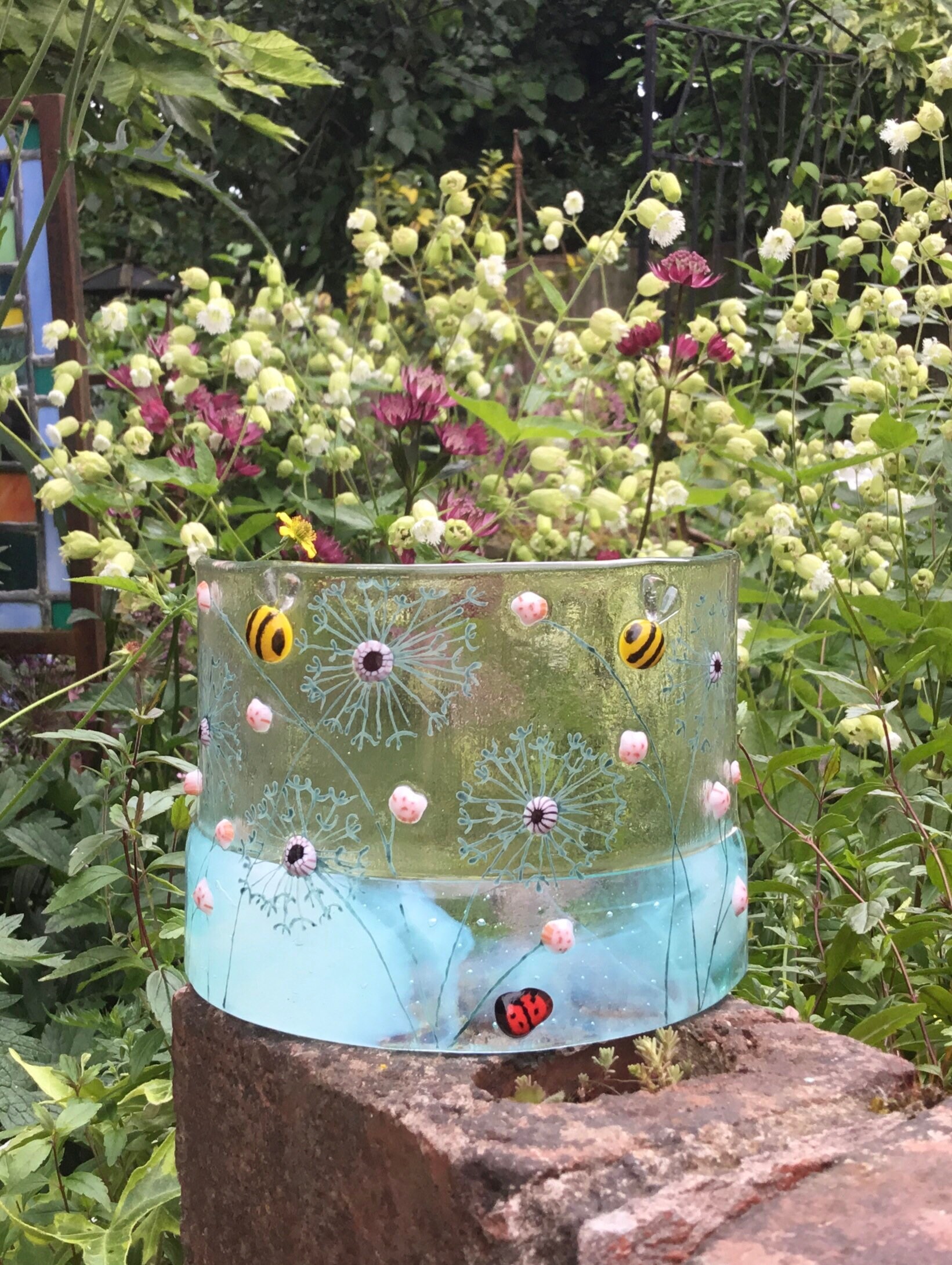 Dandelion Fused Glass Curve Dandelion Glass Art Sun Etsy