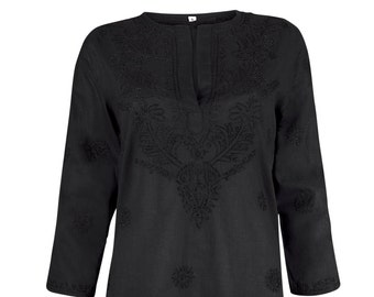 Beach Kaftan / Caftan, Beach Cover Up in Black with Hand Embroidery