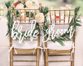 Wedding Bridal and Groom Chair Signs