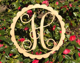 Unpainted Wood Monogram – Personalized Scalloped Nursery Decor