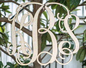 Wooden Monogram - Unpainted - Lightweight - Wood Letters - Nursery Decor - Door Hangings - Bedroom Monogram