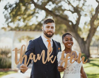 Thank You Sign DIY, Wedding Photo Props for Thank you Cards, Thank You Photo Prop Sign, Rustic Elegant, Bride & Groom Photography Decor