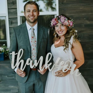 Thank You Sign, Wedding Thank You Sign, Thank You Sign Wedding Photo Props for DIY Thank You Cards, Bride & Groom Photography Decor image 4