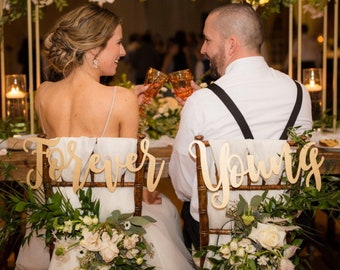 Forever Young Chair Signs, Wooden Wedding Decor, Sweetheart Table