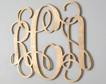 Large Painted Wooden Monogram 24 Inch - Wood Monogram Gold Black - Nursery Decor - Door Hangings - Bedroom Monogram - Wood Letters