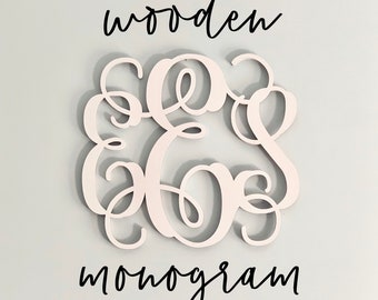 Wooden Monogram - Wood Monogram Wall Hanging - Monogram Door Hanger - Wedding Monogram - Nursery Monogram - Wooden Initials