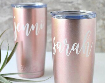 Swig Wine Tumbler Coffee Tumbler Bridesmaid Gift Rose Gold- Bachelorette Gift - Coffee Cup Custom Personalized Monogrammed Tumbler With Lid