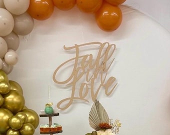 Fall in Love Sign, Bridal Shower Decor, Engagement Party Photo Prop (24" W x 23" H)