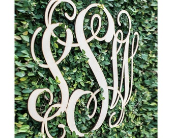 Personalized Large 24 inch Unpainted Wooden Monogram - Wood Letters - Nursery Decor - Door Hangings - Bedroom Monogram