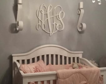 Large 24 inch Unpainted Wooden Monogram - Wood Letters - Nursery Decor - Door Hangings - Bedroom Monogram