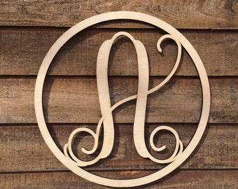 Round Wooden Monogram - Lightweight - Wood Letters - Nursery Decor - Door Hangings - Bedroom Monogram