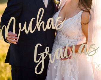 Muchas Gracias Wedding Photo Prop Sign, Rustic Thank You Card Decor