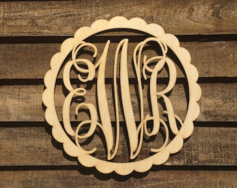 Personalized Scalloped Wooden Monogram – 24 Inch Nursery Decor