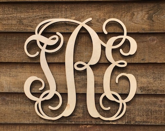 Large 24 inch Unpainted Wooden Monogram - Wood Letters - Nursery Decor - Door Hangings - Bedroom Monogram