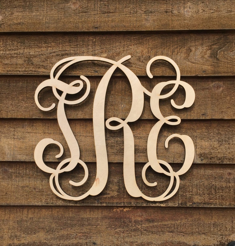 Large 24 inch Unpainted Wooden Monogram Wood Letters Nursery Decor Door Hangings Bedroom Monogram Bild 1