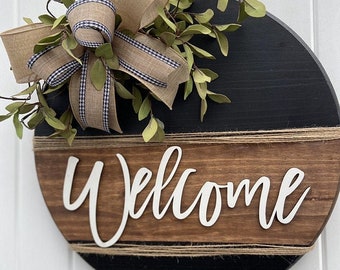 Welcome Wood Word Cutout Wreath Decor, Welcome Sign, White Welcome Laser Cutout, Wood Welcome Sign, Mantle Decor