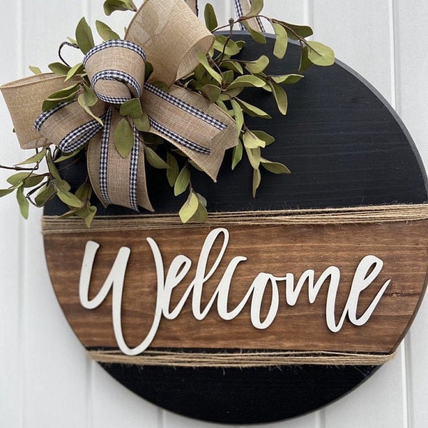 Welcome Wood Word Cutout Wreath Decor, Welcome Sign, White Welcome Laser Cutout, Wood Welcome Sign, Mantle Decor