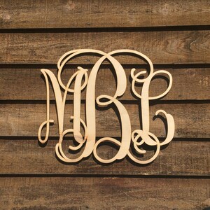 Large 24 inch Unpainted Wooden Monogram Wood Letters Nursery Decor Door Hangings Bedroom Monogram Bild 2