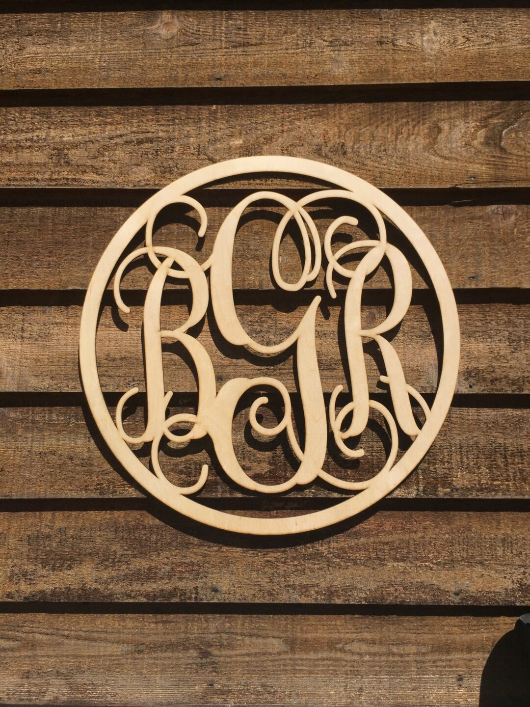 Personalized Large 24 Inch Round Wooden Monogram - Lightweight - Wood ...