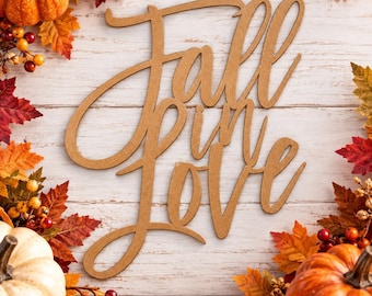 Fall in Love Sign, Bridal Shower Decor, Engagement Party Photo Prop (24" W x 23" H)