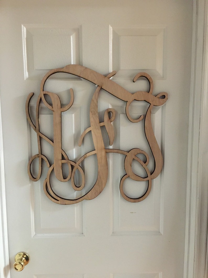 Large 24 inch Unpainted Wooden Monogram Wood Letters Nursery Decor Door Hangings Bedroom Monogram Bild 3