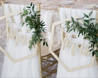 Novia and Novio Wedding Chair Signs, Sweetheart Table Decor