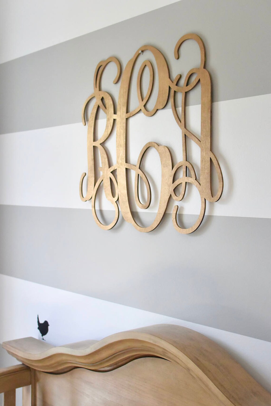 Painted Wooden Monogram Wall Hanging Monogram Nursery Etsy