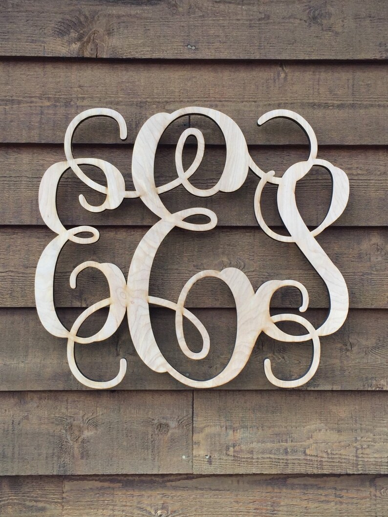 Wooden Monogram Unpainted Wood Letters Nursery Decor Etsy