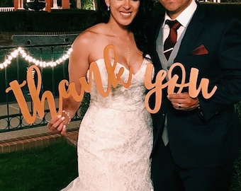 Wedding Thank You Sign, Lightweight Wedding Photo Props for DIY Thank you Cards, Thank You Photo Prop Sign, Bride & Groom Photography Decor