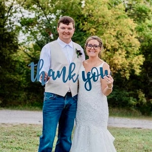 Thank You Sign, Wedding Thank You Sign, Thank You Sign Wedding Photo Props for DIY Thank You Cards, Bride & Groom Photography Decor image 3